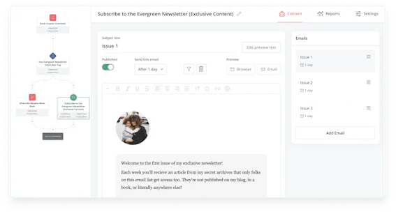 Edit your content seamlessly in Kit visual automations