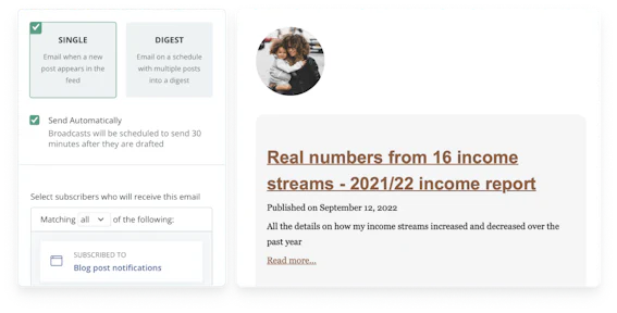 Set up RSS feeds to create broadcasts automatically